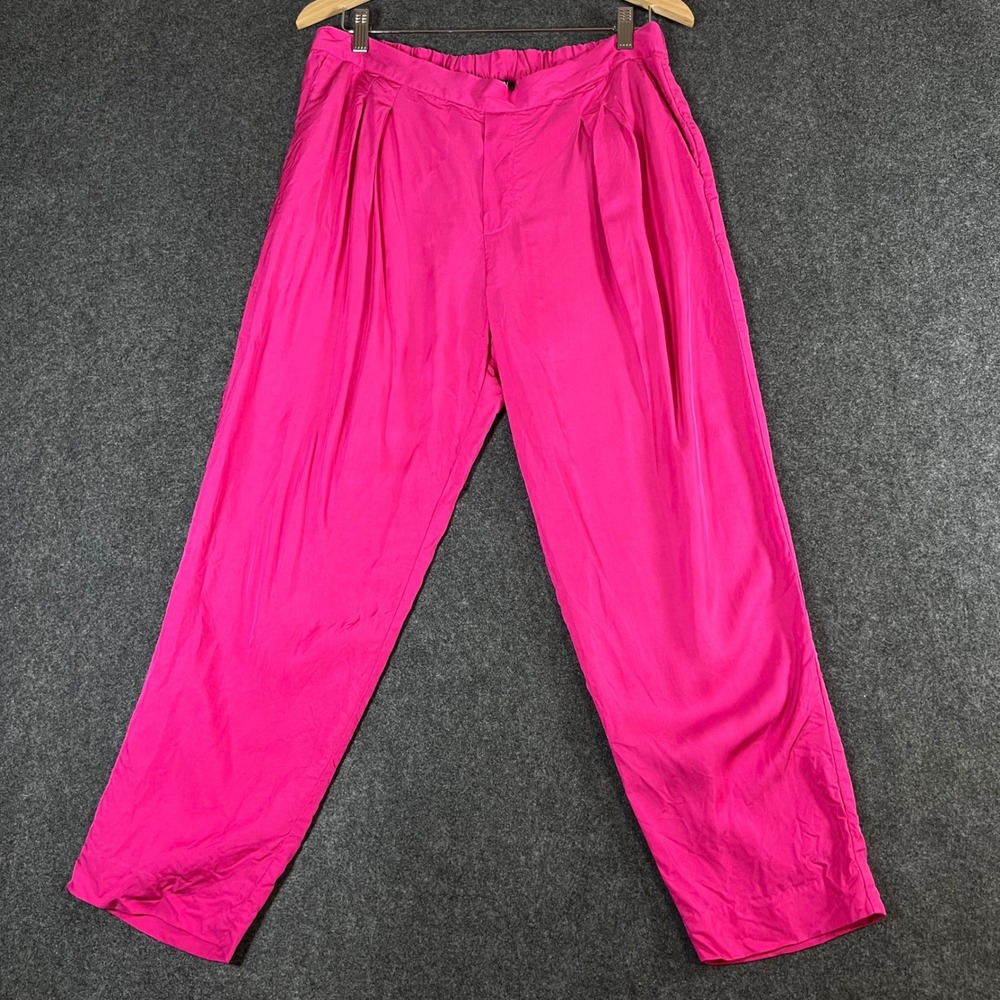 Lauren Ralph Lauren Hot Pink Pleated Wide Leg Trousers Pants Womens 10